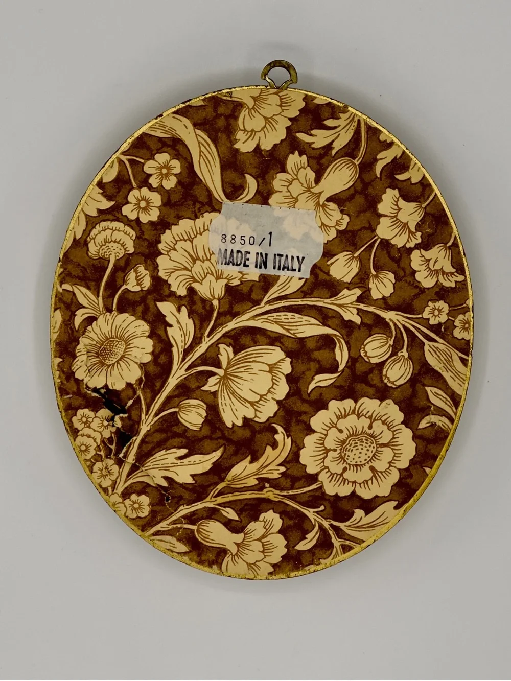Vintage Pair Oval Gold Framed Wall Art Floral & Scenic Made in Italy